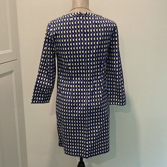 J Crew Blue Print Sleeve Midi Dress medium - Picture 11 of 13